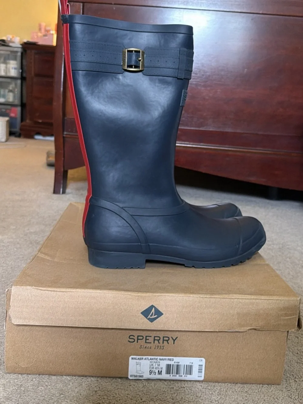Sperry Tall Navy Waterproof Rain Boots